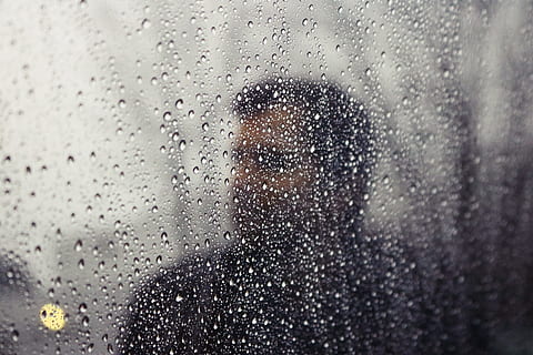 water droplets on glass panel, Rainy, Day, Man, Blur, Window HD wallpaper