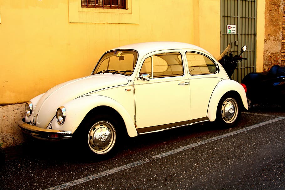 Beetle, Oldtimer, Volkswagen, Vw, White, vw beetle, classic HD wallpaper