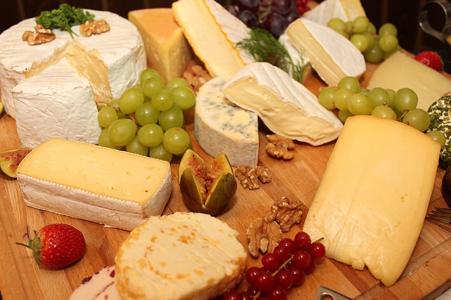 assorted cakes and fruits, käseplatte, cheese, buffet, cold buffet HD wallpaper