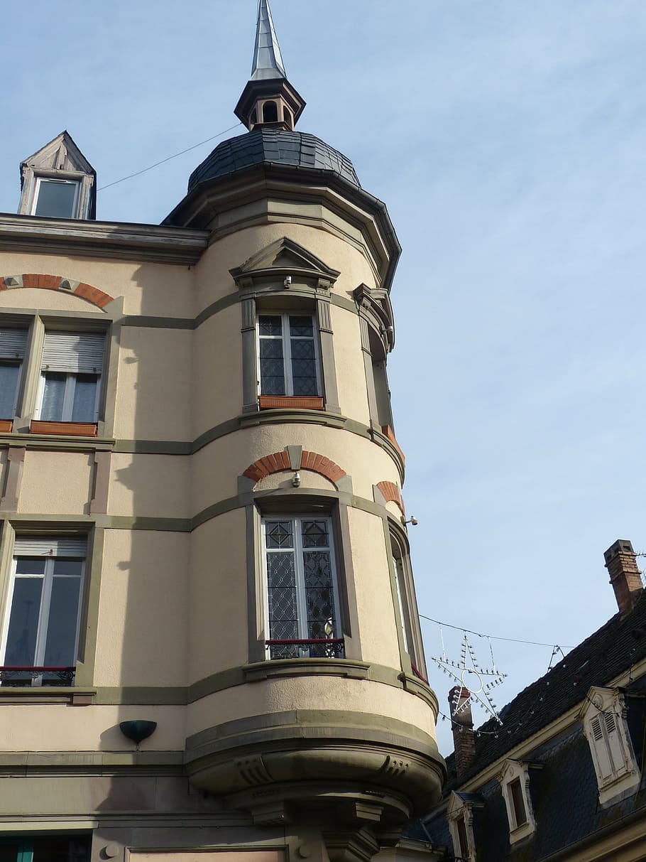 bay window, old town, colmar, turret, architecture, building exterior HD wallpaper