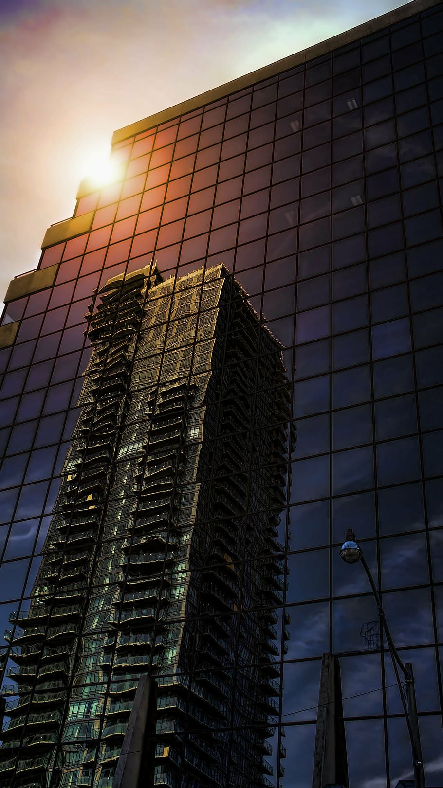 skyscraper, architecture, reflexion, toronto, sunset, downtown HD wallpaper