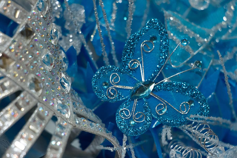christmas, bright, blue, close-up, no people, selective focus HD wallpaper