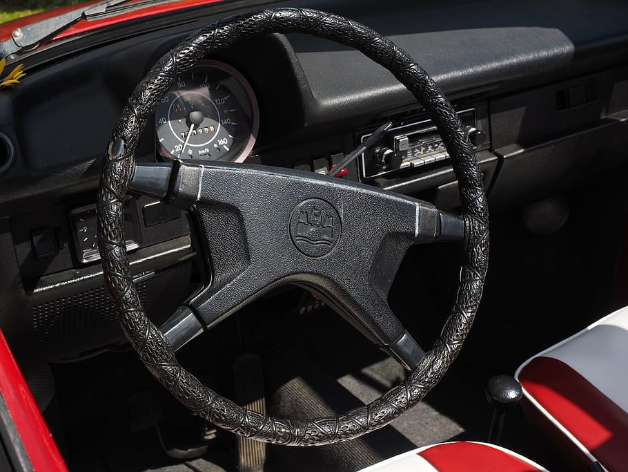 steering wheel, interior, speedometer, vw beetle, control, auto HD wallpaper