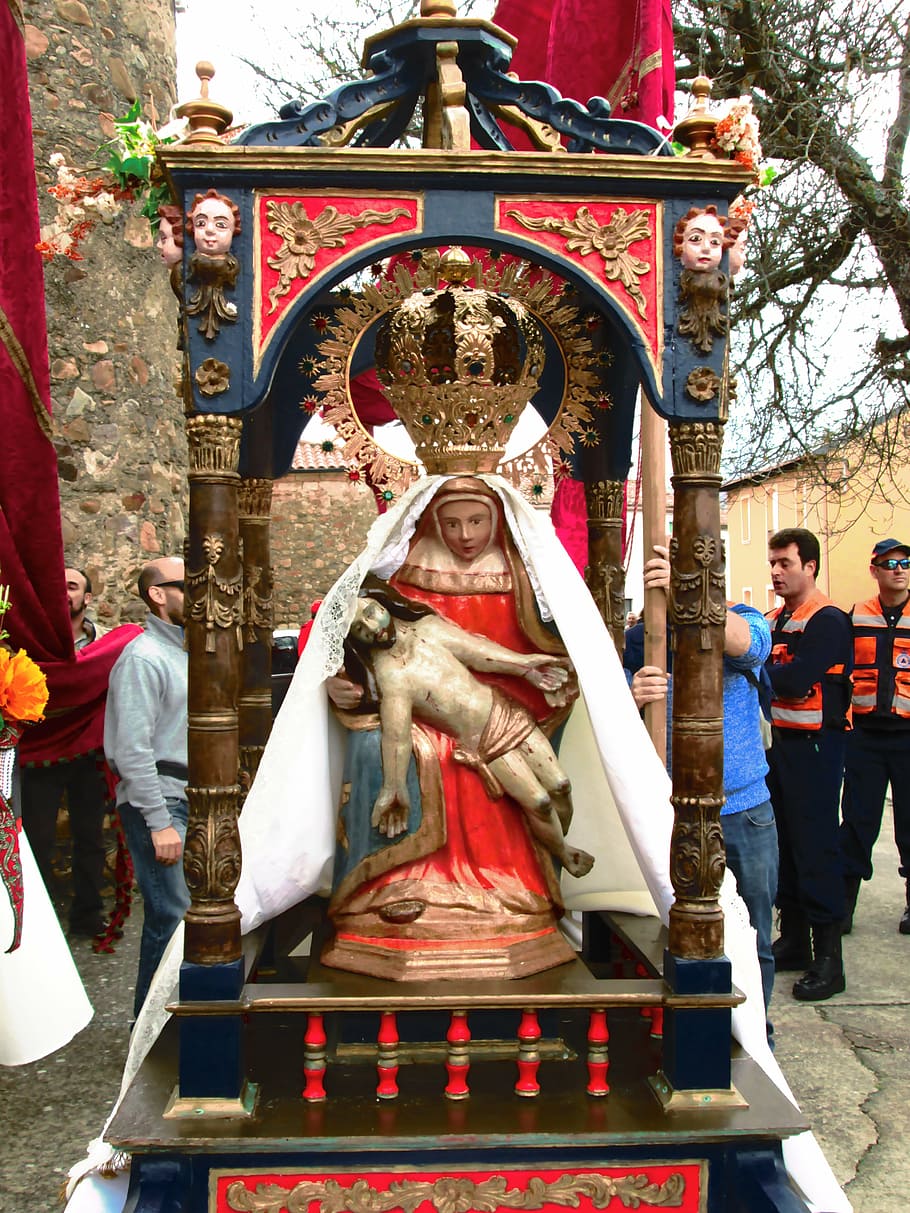 virgin, painful, image, procession, religion, spirituality HD wallpaper