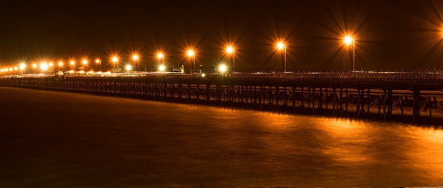 Night lights, lighted post lamp lot during nighttime, dark, road HD wallpaper