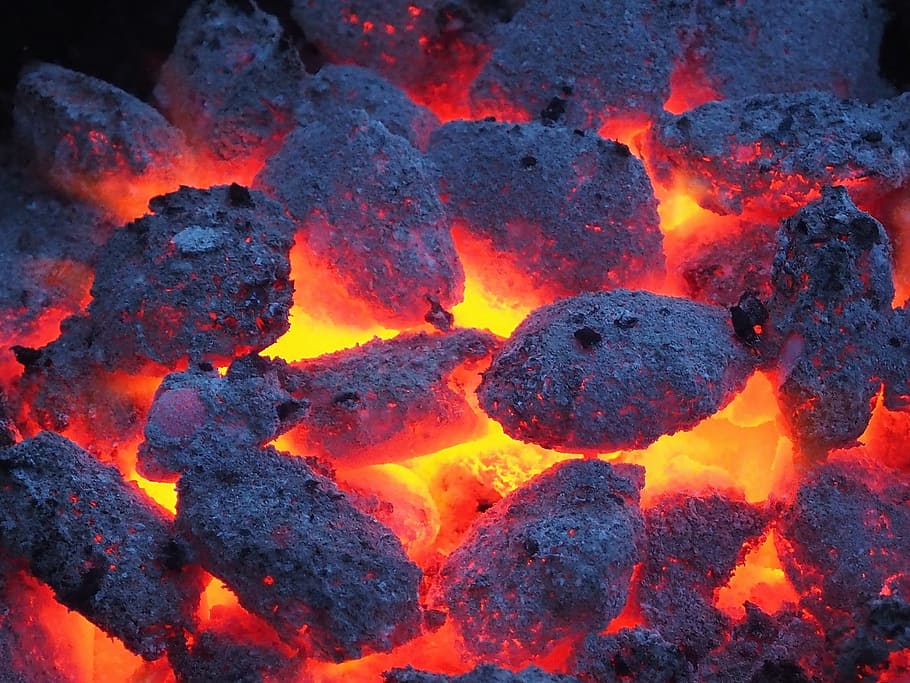 closeup photography of burning charcoal, barbecue, grill, embers, HD wallpaper