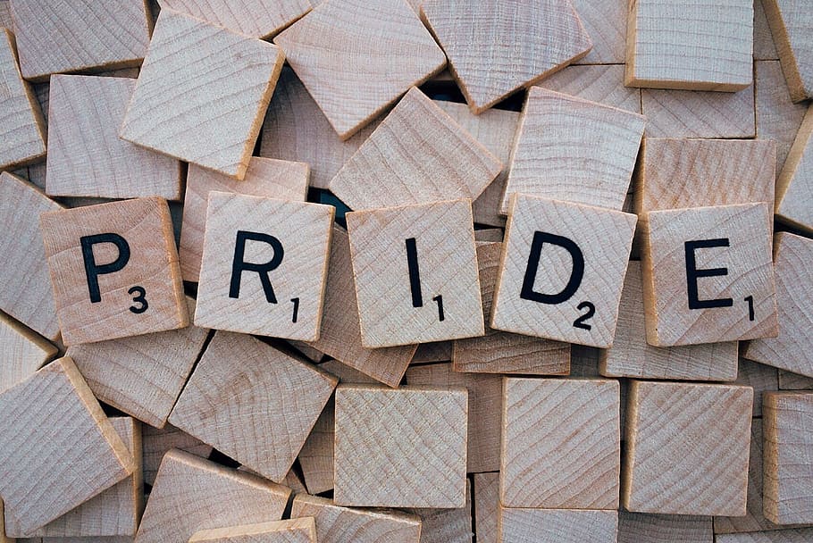 Pride text scrabble, word, letters, large group of objects HD wallpaper
