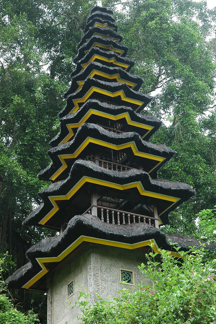 bali, temple, tower, tree, plant, built structure, architecture HD wallpaper
