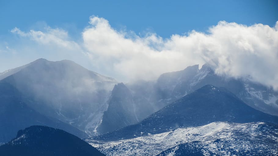 mountain, peak, snow, sky, colorado, landscape, wilderness HD wallpaper
