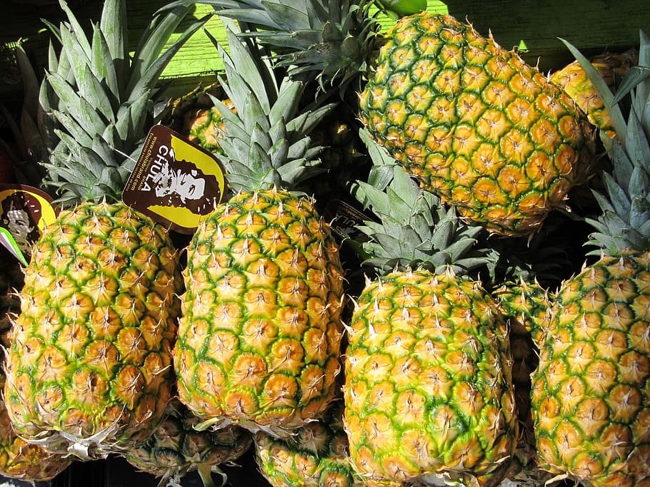 several pineapple fruits, Pineapples, Farmers Market, Produce, HD wallpaper