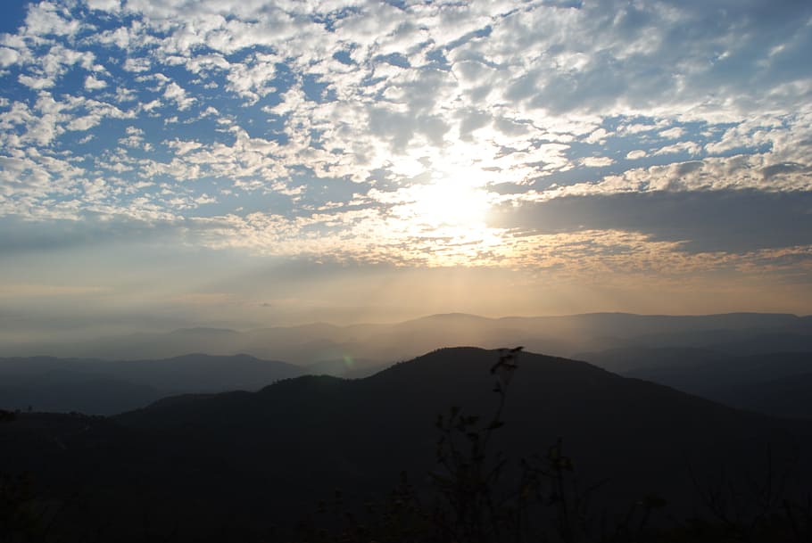 sunset, landscape, sky, mountain, cloud - sky, beauty in nature HD wallpaper