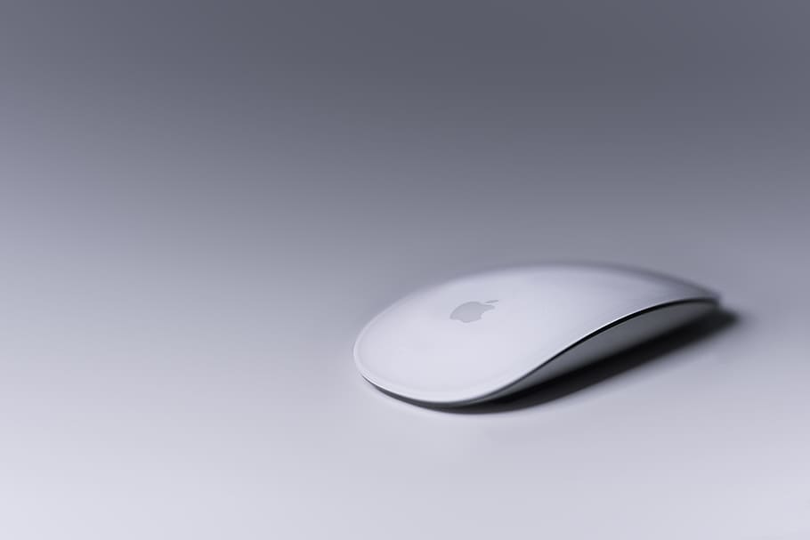 Magic Mouse on white surface, The Magic of the Mouse, technology HD wallpaper