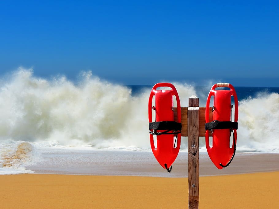 float, lifeguard on duty, beach guard, rescuer, swim, lifebelt, HD wallpaper