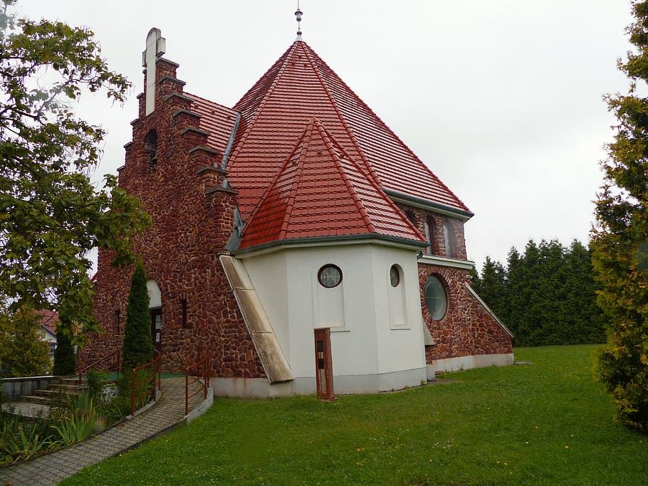 heviz, church, lutheran church community, architecture, conical architecture, HD wallpaper