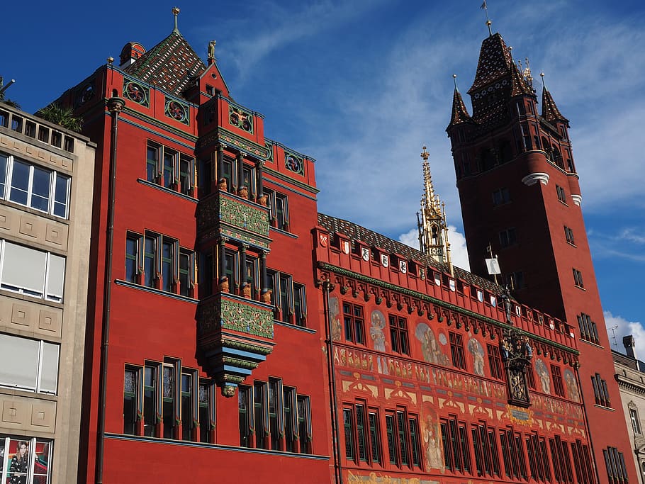 city, red, street, building, architecture, brick, castle, clock HD wallpaper