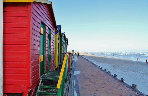 HD wallpaper: assorted colored beach wooden cottages, muizenberg, cape ...