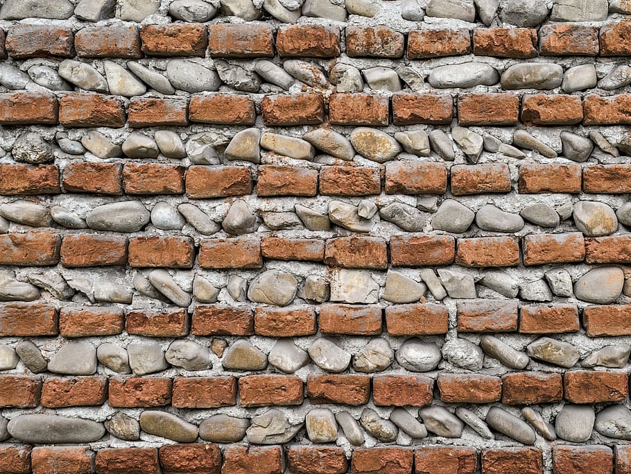 brown bricks wall, landscape photography of brown and beige concrete brick wall HD wallpaper