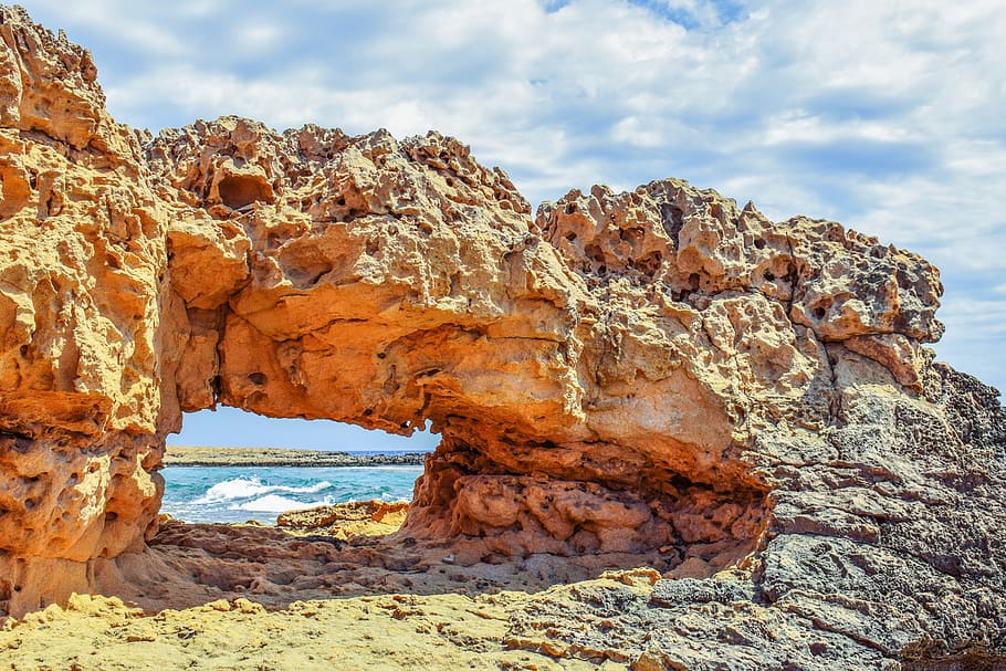 Rock, Formation, Coast, Scenery, Window, erosion, geology, ayia napa HD wallpaper