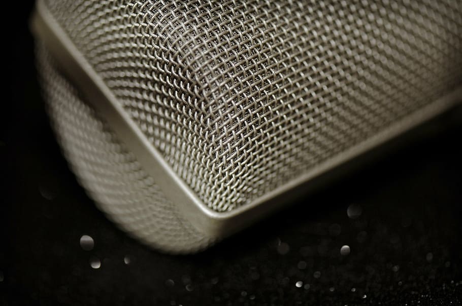 close-up photography of gray microphone, grid, vocal, voice HD wallpaper