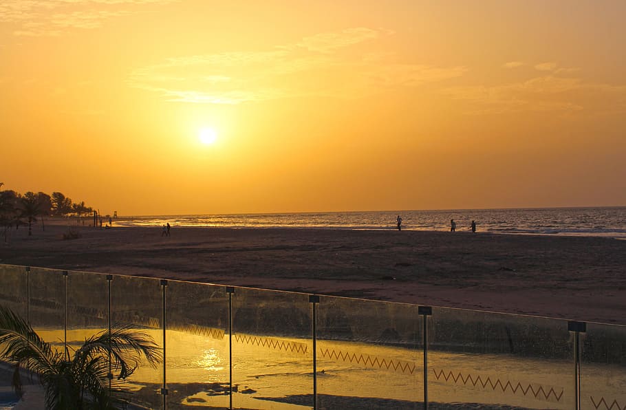 sunset, beach, beach sunset, horizon, vacation, tropical, reflection HD wallpaper