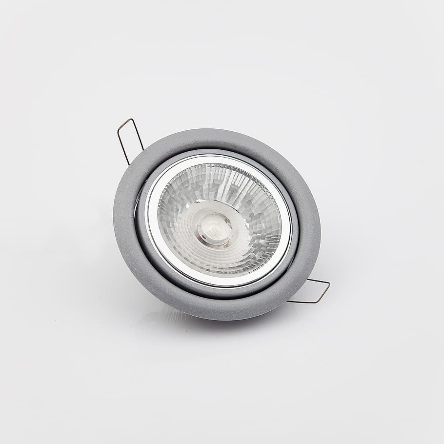 round grey ceiling light, led, lamp, white, lighting, focus HD wallpaper