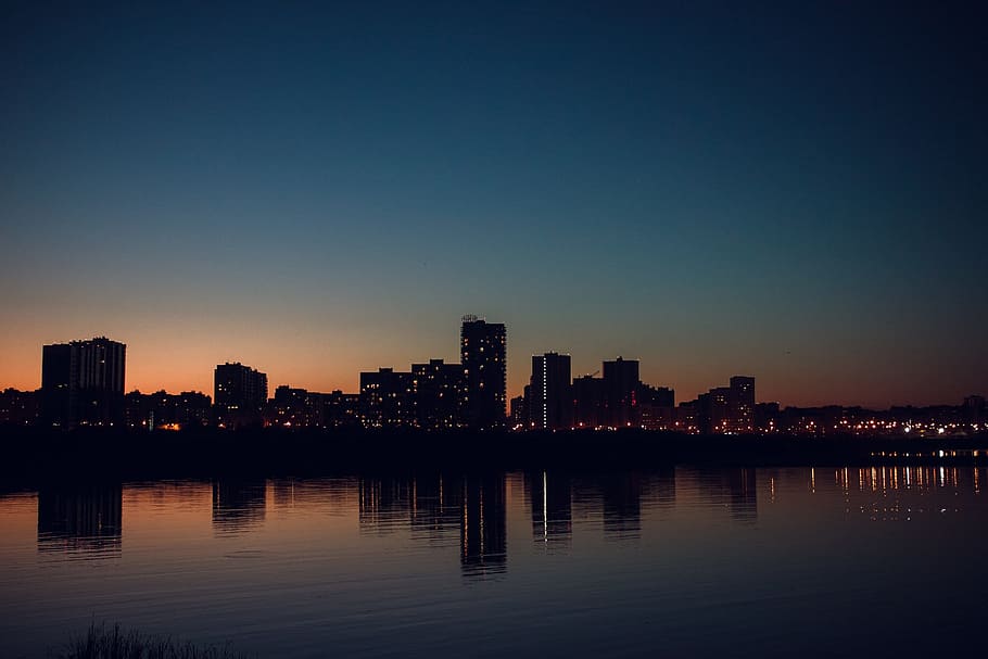 no one, twilight, sunset, evening, architecture, water, reflection HD wallpaper
