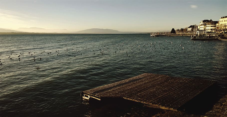 Lake Geneva, Nyon, Switzerland, water, lakeside, waterfront, HD wallpaper