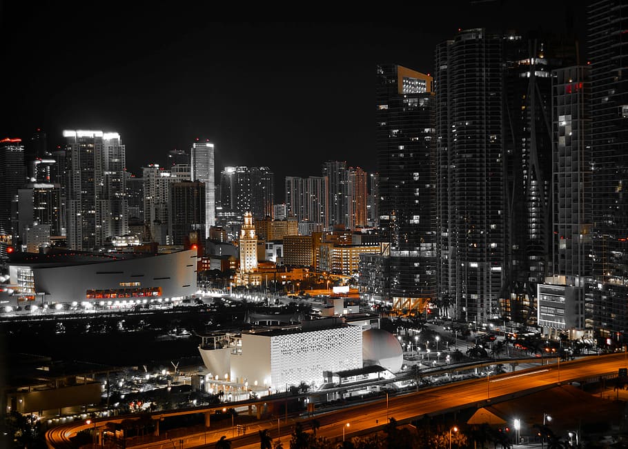 urban city during nighttime, cityscape during night time, building HD wallpaper