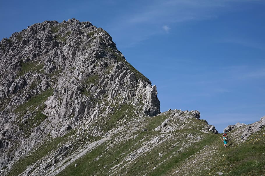 rough horn, mountain, summit, ridge, tightrope walk, allgäu alps HD wallpaper