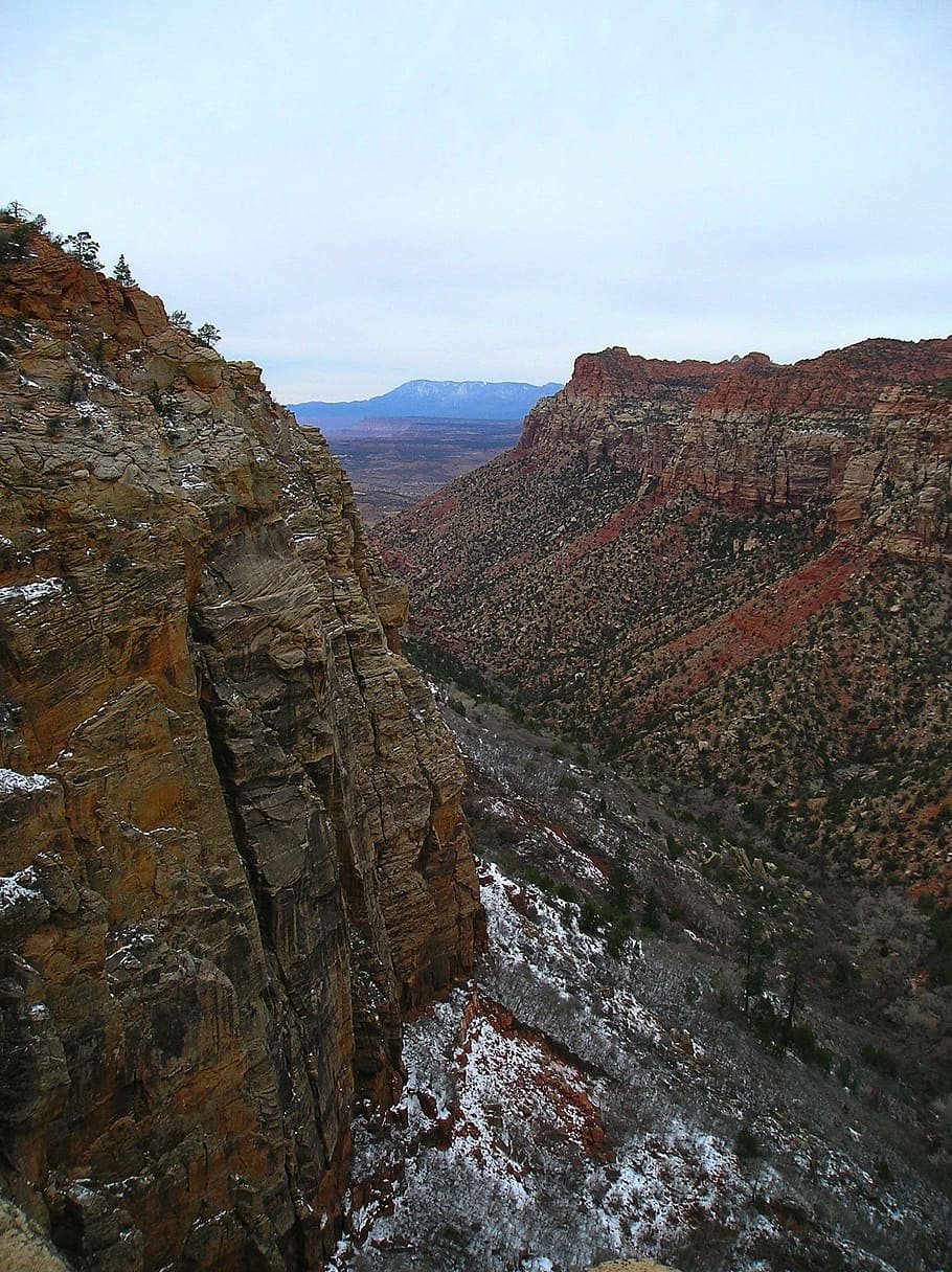 utah, landscape, sky, clouds, mountains, valley, ravine, gorge HD wallpaper