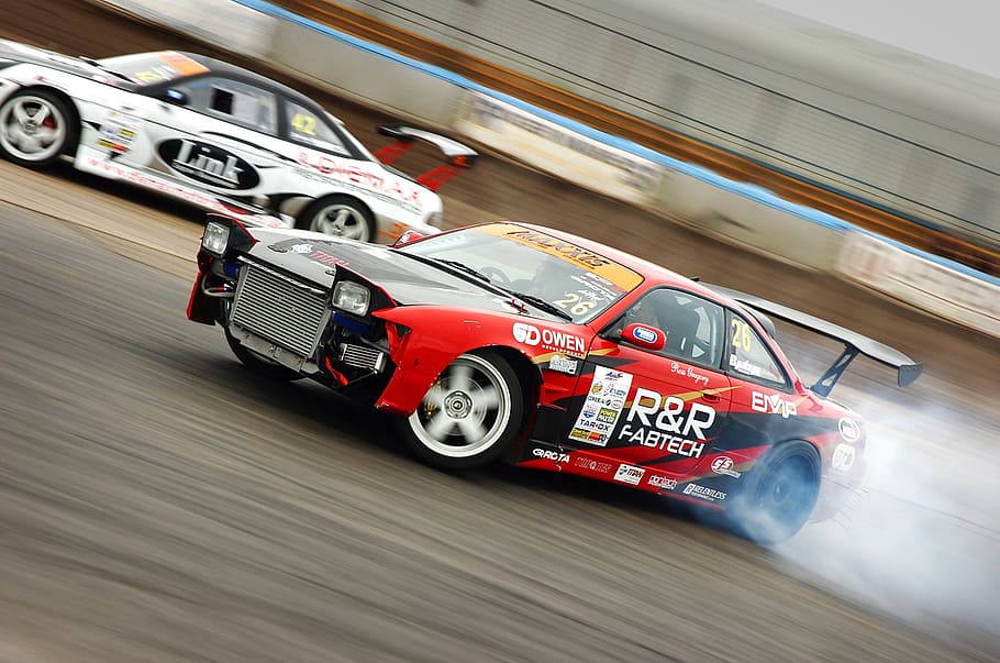 red and white racing cars, nissan sx, drift, race, fast, speed, HD wallpaper