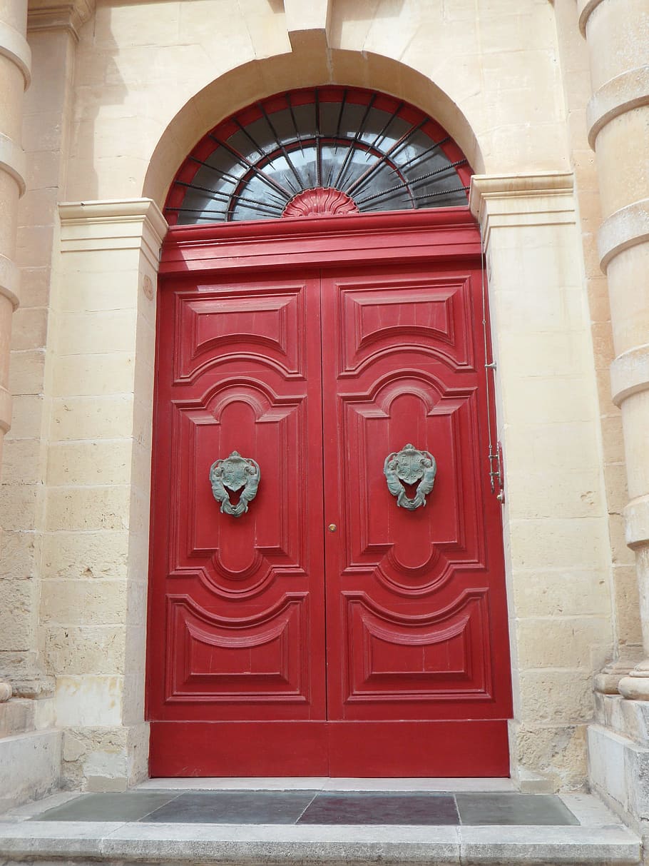 red door, input, portal, old door, house entrance, wood, architecture HD wallpaper
