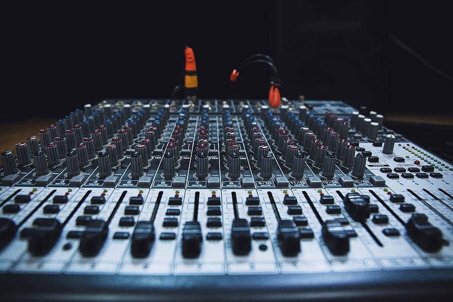gray and black audio mixer macro shot, grey and black audio mixer HD wallpaper