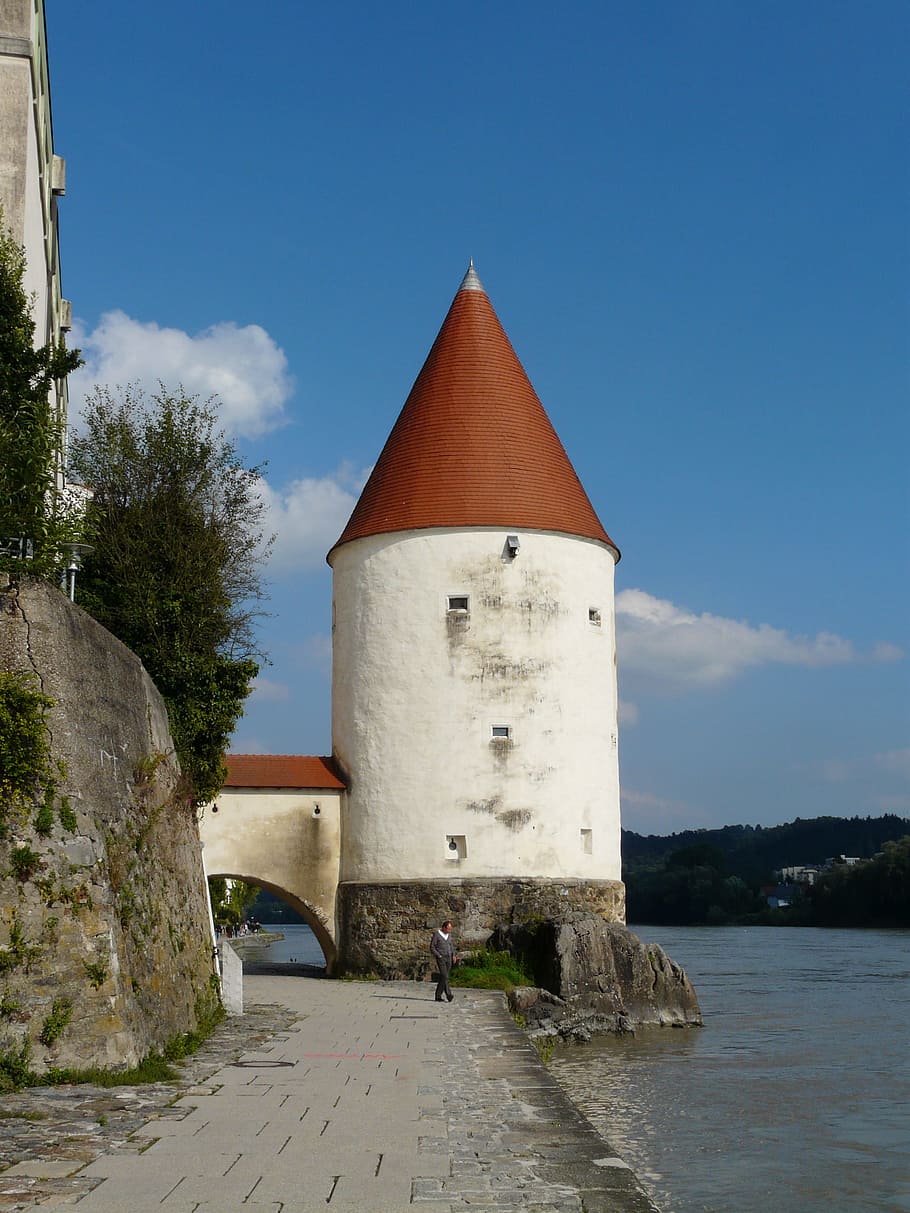 Tower, Landmark, Passau, schaiblingsturm, old town, innkai, HD wallpaper
