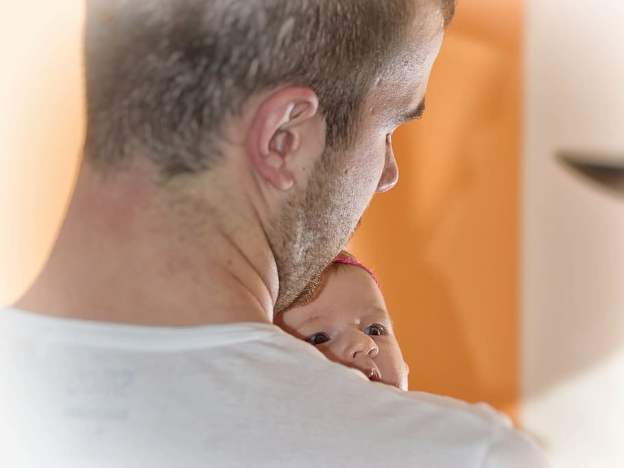 man carrying baby, newborn, safety, protector, child, cute HD wallpaper