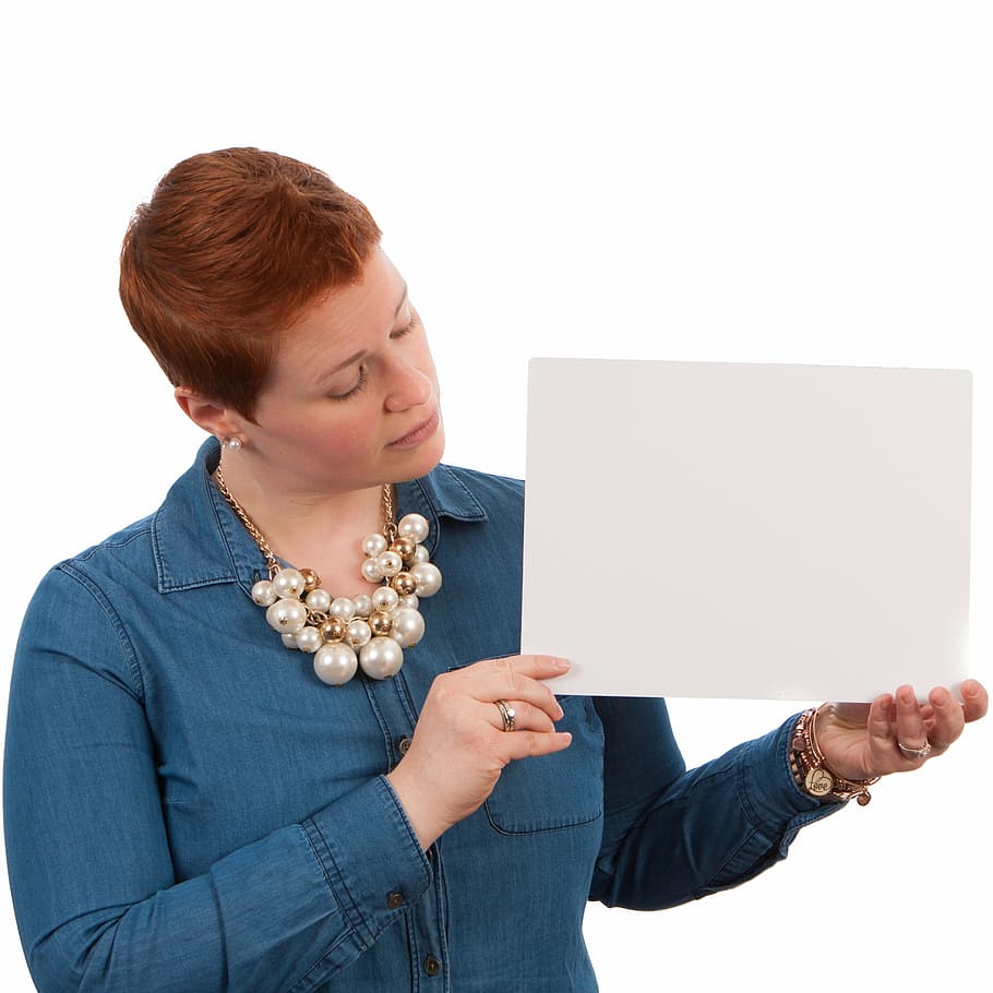 woman holding white paper, poses, elearning, female, girl, people HD wallpaper