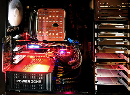 black and red computer tower, technology, pc, electronics, storage medium HD wallpaper
