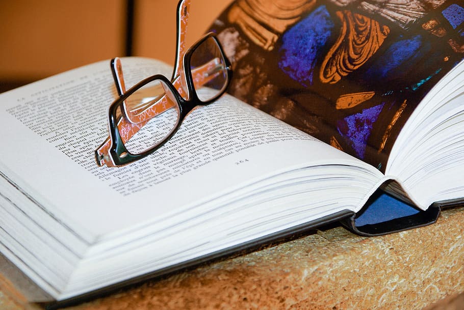 eyewear, research, book, paper, eyeglasses, knowledge, pages HD wallpaper