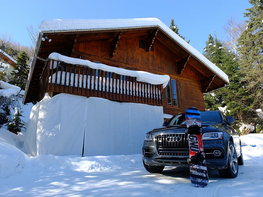 chalet, snow, audi, winter, snowboard, ski, cold temperature HD wallpaper