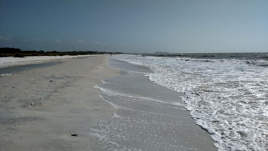 beach, ocean, lover's key, sea, water, land, sky, wave, nature HD wallpaper
