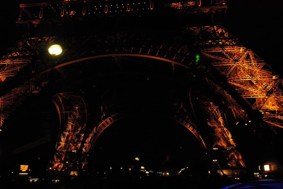 eiffel tower, paris, night, illuminated, architecture, built structure HD wallpaper