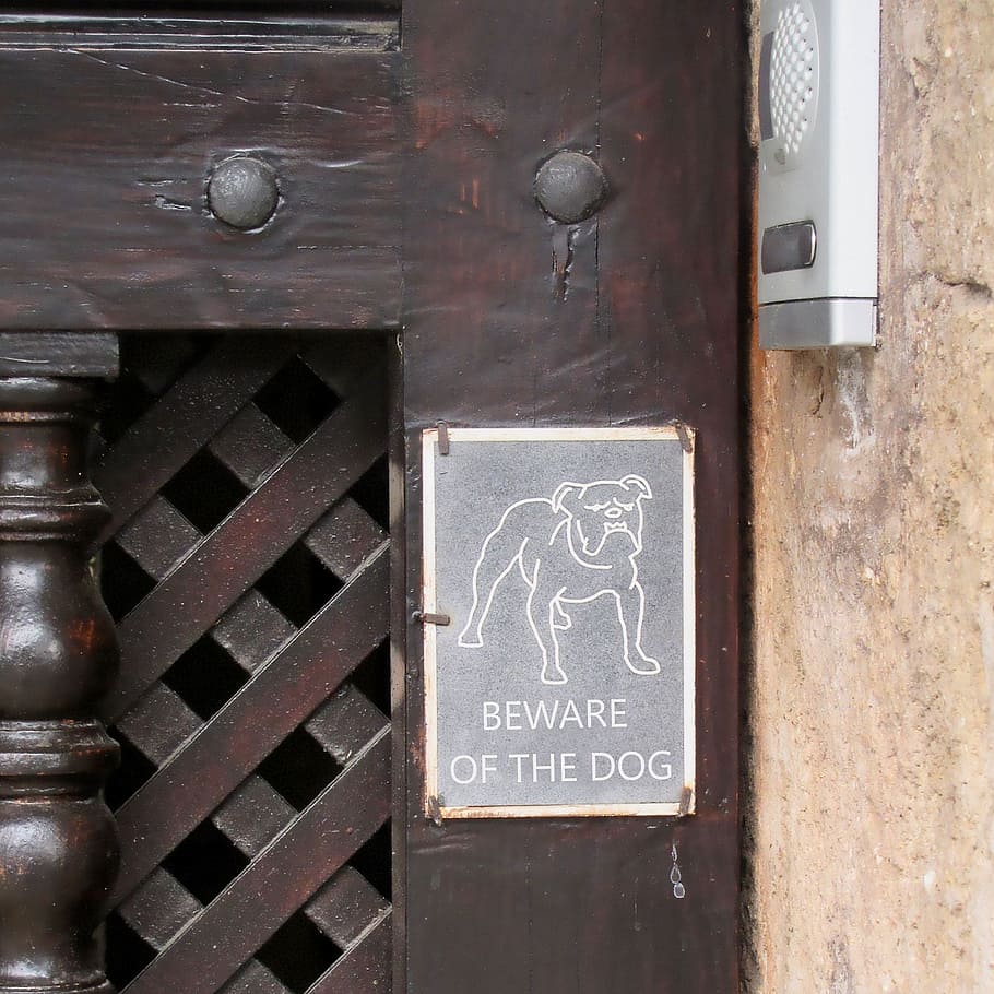front door, detail, beware, warning, please note, entrance HD wallpaper