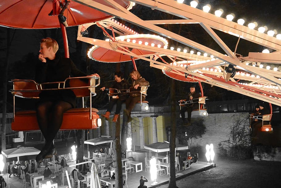 Carousel, Leisure, Fun, Biennale, red, lady, theme park, sit HD wallpaper