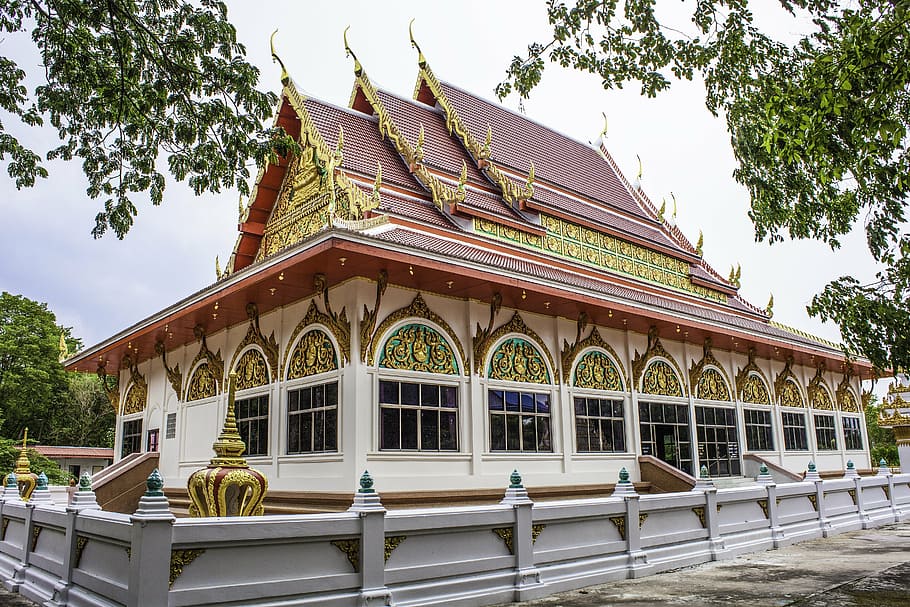 thailand, ubolratana, isaan, temple, khon-kaen, wat, architecture, HD wallpaper