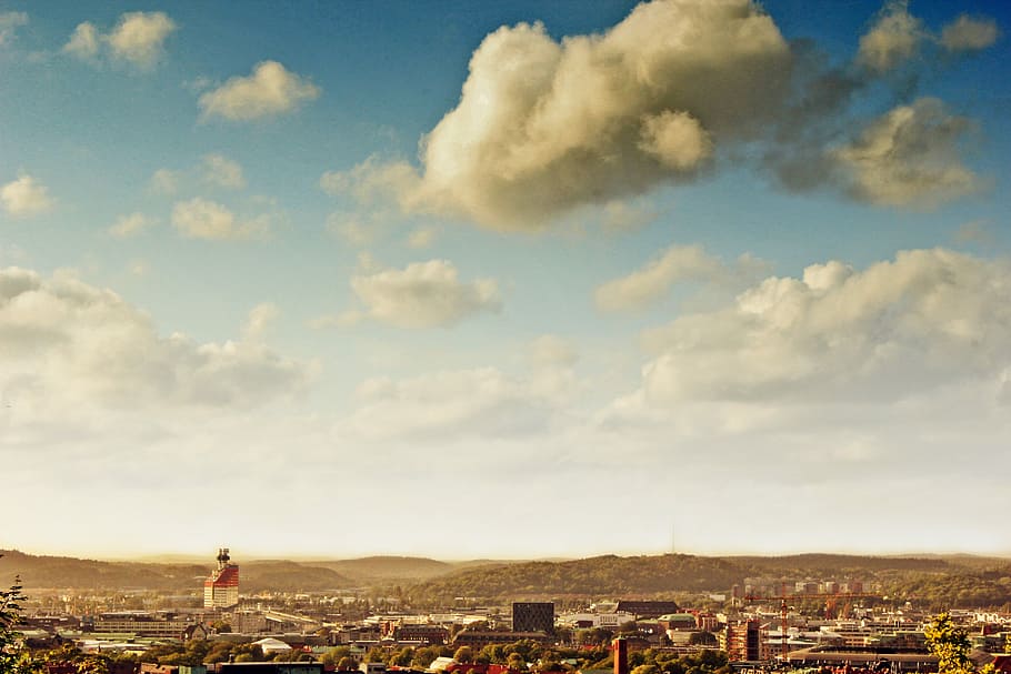 aerial photography of city under blue sky during day, photo of city during day HD wallpaper