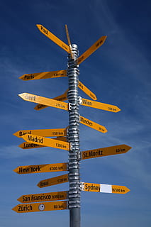 street name road signage under white clouds blue skies daytime HD wallpaper