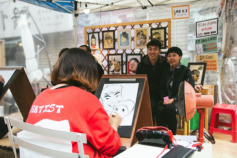 street art, people, painting, draw, pen, artist, korea, seoul, HD wallpaper