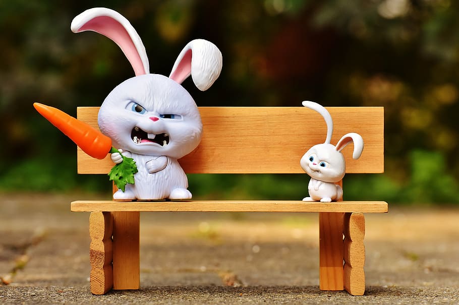 Secret Life of Pets bunny standing on brown wooden bench, hare, HD wallpaper