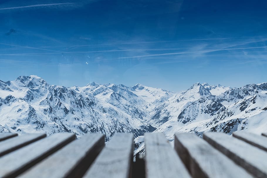 snow cover mountain photography during daytime, aerial shot of snow covered mountain HD wallpaper
