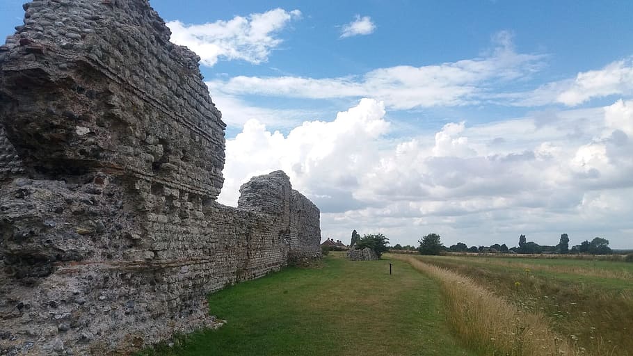 ruins, sky, clouds, summer, field, wheat, england, holiday, HD wallpaper